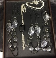 BLACK WITH SILVER TONE JEWELRY LOT