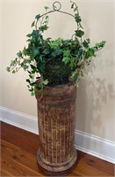 Terra Cotta Plant Stand with Faux Ivy Plant