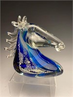 Heavy Murano Type Art Glass Horse Head Sculpture