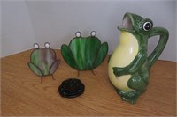 Frog Pitcher, Stained Glass Frog, Art Glass Frogs