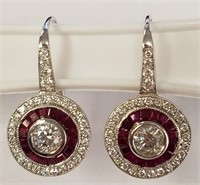Platinum Diamond & Ruby earrings