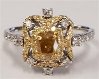14K Honey, Yellow & White diamond ring sz 6.75