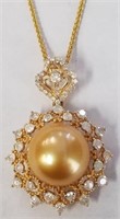 18K Gold South Sea Pearl & Diamond 17" necklace