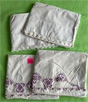 Vtg Needlework Pillowcases 2 sets