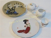 Porcelain Tea Set & Art Pottery Plates