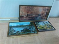 3 landscape paintings.