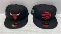 Lot of 2 Chicago Bulls/Raptors Hats NEW $110