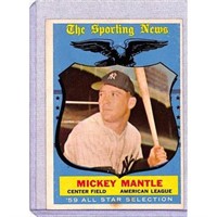 1959 Topps Mickey Mantle Allstar Crease Free