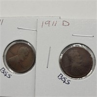 1911 P & D WHEAT PENNIES