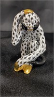 Herend, Scratching Monkey, Black and gold, 3" H,