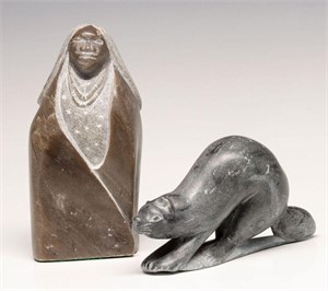 TWO NATIVE AMERICAN SOAPSTONE CARVINGS