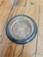 Sterling Silver Rimmed Glass Coaster