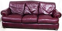 Leather Sofa with Nail Head Trim 35x86x39