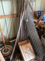 Building Supplies-Wooden stakes, chain link fence