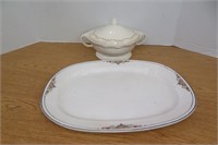 Crooksville Platter & Knowles Dish with Lid