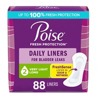 88CT Poise Daily Wear Panty Liners, 2 Long