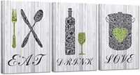 3pc Eat Drink Love Canvas Wall Art