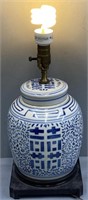 Blue & White Chinese Porcelain Ginger Jar Lamp