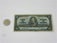 Billet 5$ Canada 1937