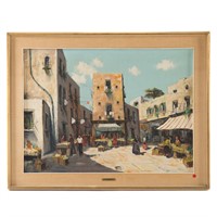 H. Ferdelt. Italian Market Scene, oil on canvas