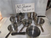 6pc - Stainless Steel Sauce Pans & Strainer