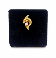 18K Porpoise and Pearl Pin w/Tie Tack Option
