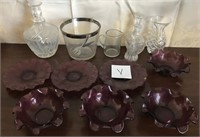 703 - BEAUTIFUL FLUTED BOWLS, PLATES, DECANTERS