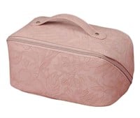 QTY 2 New Embossed Cherry Pink Cosmetic Travel Bag