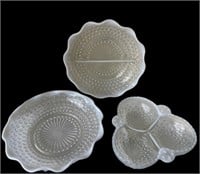 Moonstone Clear Opalescent Ruffle Serving Dishes