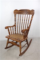 Vintage Turned Solid Wood Rocking Chair