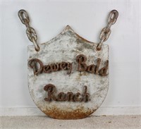 Large Metal Dewey Bald Ranch Sign