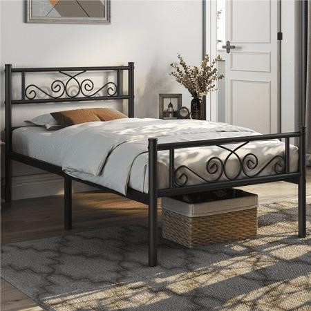 Yaheetech Scroll Twin XL Bed  Black