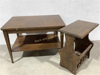 Hardwood Side Table & Magazine Rack