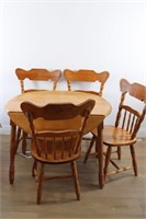 REFINISHED MAPLE DINING TABLE & 4 CHAIRS