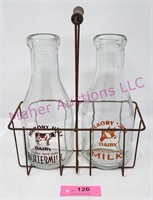 Hickory Hills Milk Bottles & Metal Crate