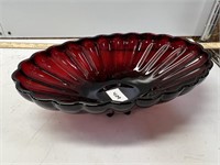 Ruby Red Oval Bowl