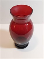 Vintage Gold Ruby Red Glass Vase Anchor Hocking