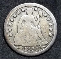 1853 Arrows Seated Liberty Silver Dime