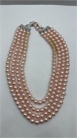 Layered Pink Pearl Necklace