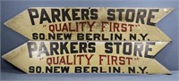 (2) "Parker's Store" Wooden Country Store Signs