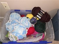 Yarn and craft lot in 2 totes