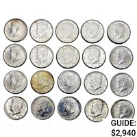 1964 90% Silver Kennedy Half Dollars [20 Coins]