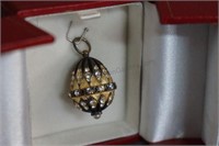Russian Faberge Inspired Egg Pendant with Box