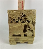 Soapstone Sculpture bookend featuring floral