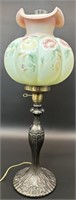 Fenton Hp Lotus Mist Melon Pillar Lamp 28” Tall!