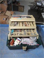 tackle box with assorted hardware and shop items