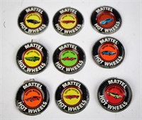 LOT OF NINE HOT WHEELS COIN BUTTONS