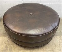 Leather Style Ottoman with Nailhead Detail