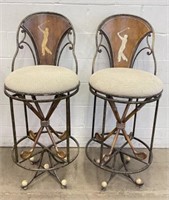 Metal Swivel Golf Theme Bar Stools