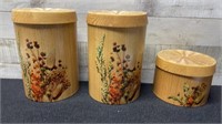 Vintage Mid Century Cheinco Tin 3pc Canister Set